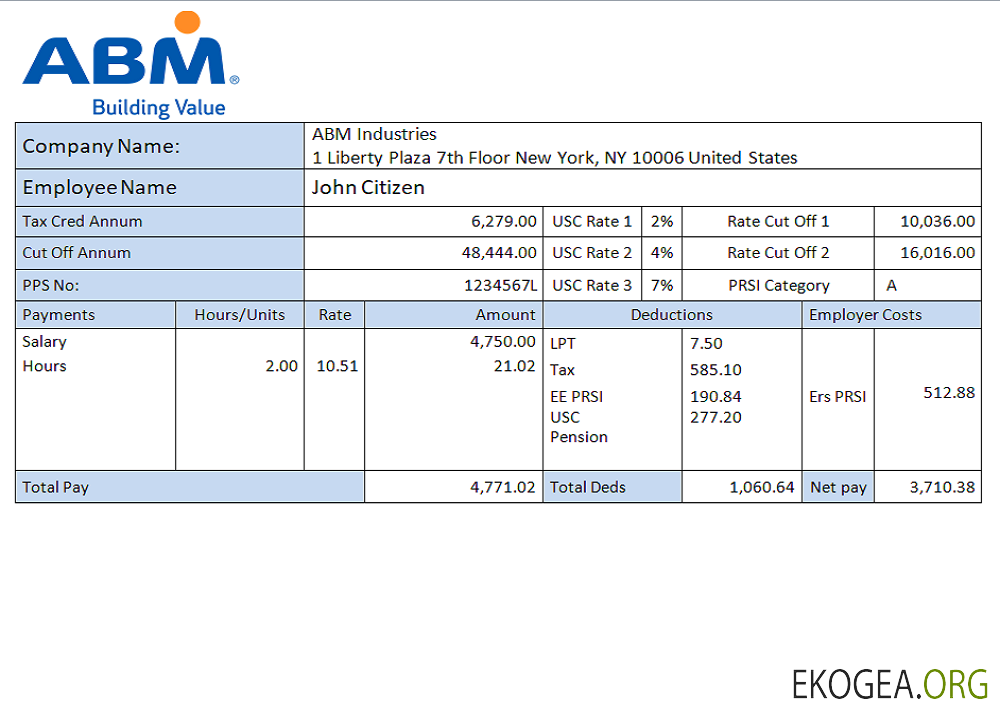 Fiche d'employé d'une entreprise de services aux États Unis